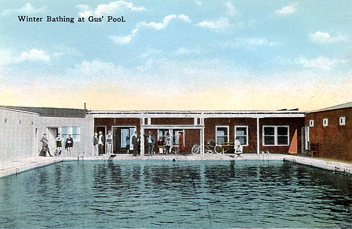 Winter bathing at Gus' pool