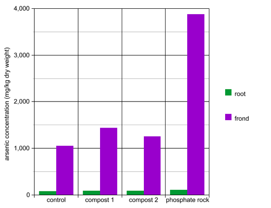 Fern graph showing how different fertilizers affected the growth of ferns