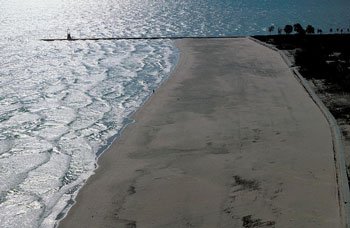 photograph of a jetty in Chicago, Illinois, along the Lake Michigan coast