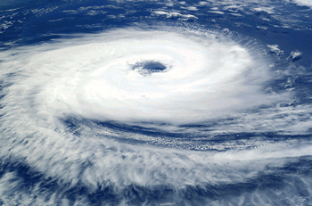 photograph of a hurricane over the ocean