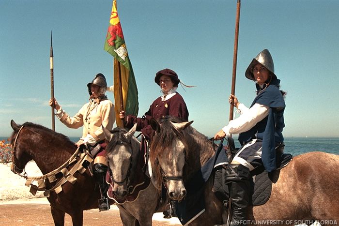 Reenactors on the beach