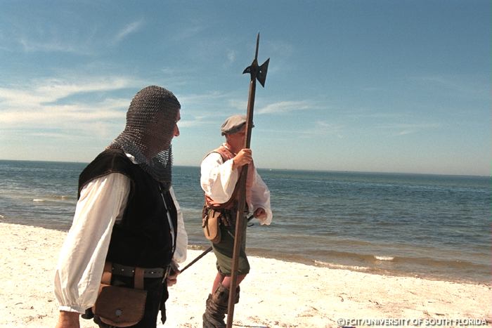 Conquistadors on the shore