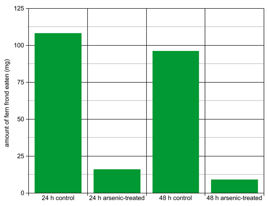 Fern graph showing how much arsenic-containing ferns grasshoppers ate