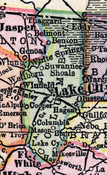 Map of Columbia County, Florida, 1916