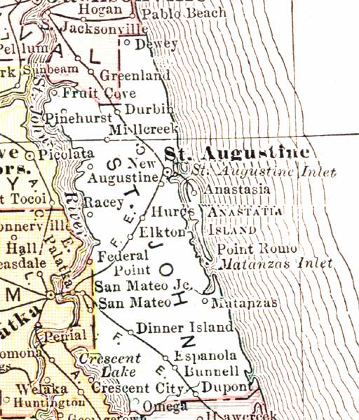 Map of St. Johns County, Florida, 1911