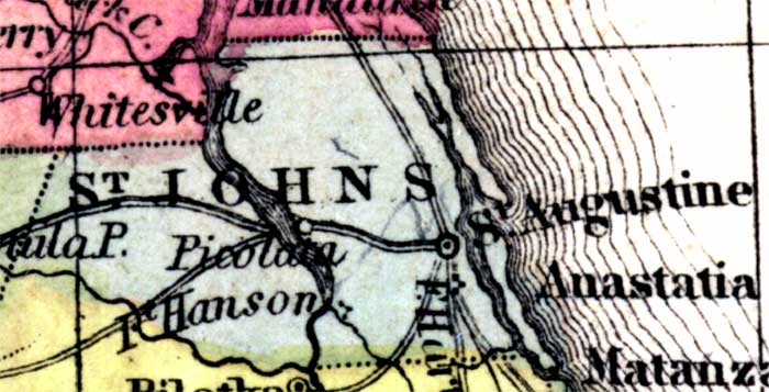 Map of St. Johns County, Florida, 1850