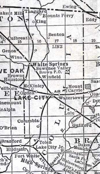 Map of Columbia County, Florida, 1920